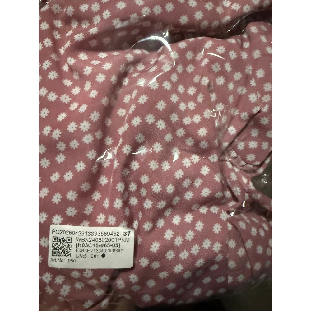 Women’s Pink Floral Puff Sleeve Midi Dress Medium Cottagecore Boho Tiered Daisy - Picture 5 of 7